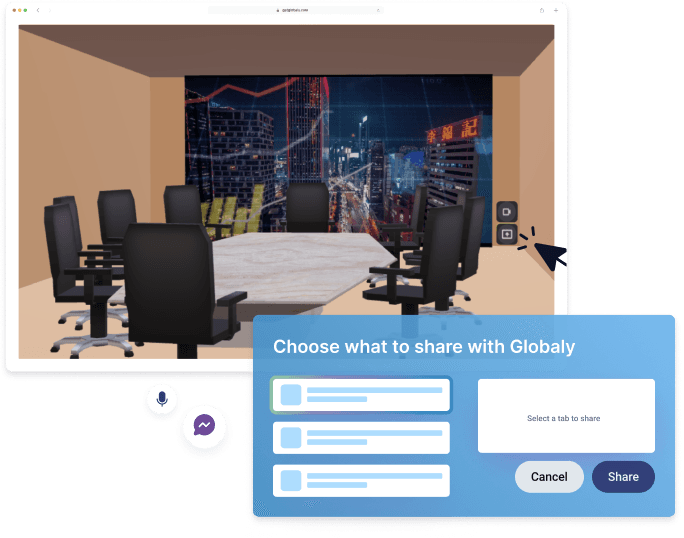 Globaly boardroom and screensharing demonstration